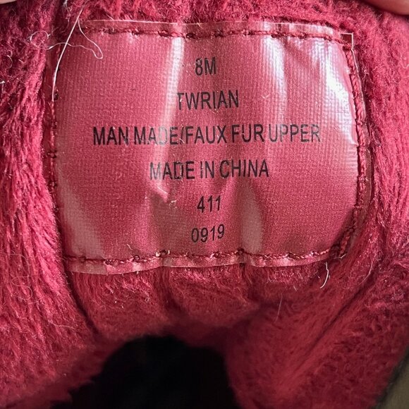 Tommy Hilfiger Womens Duck Boots Green Faux Fur Size 8 M Gold Tone Plush Lined - Picture 9 of 10